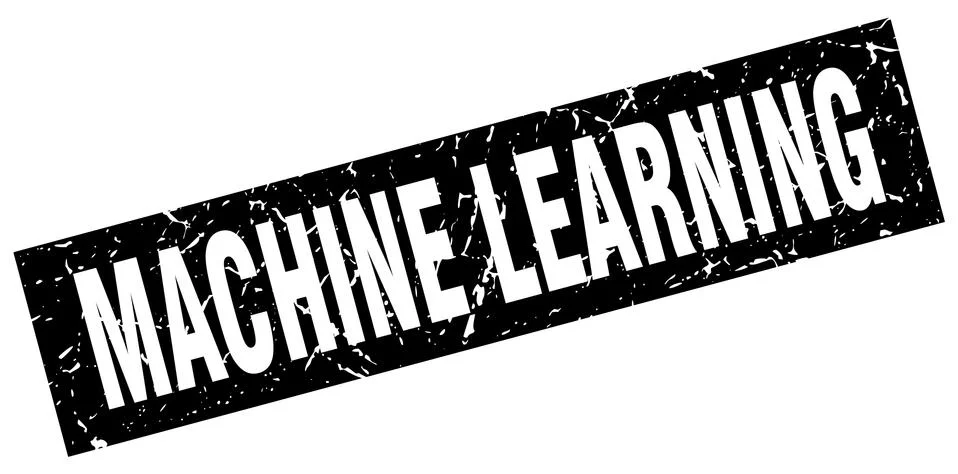 Square grunge black machine learning stamp Illustrazione stock
