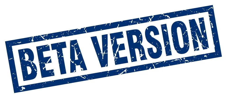 Square grunge blue beta version stamp Stock Illustration
