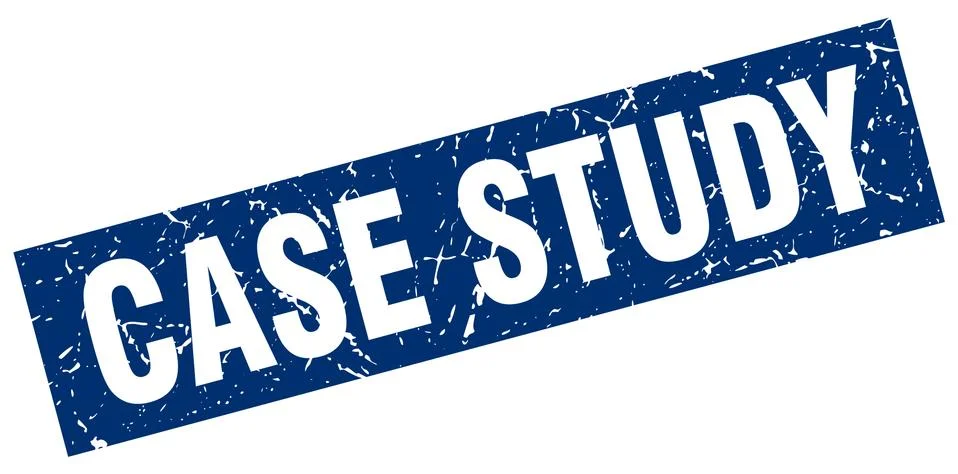 Square grunge blue case study stamp 스톡 일러스트