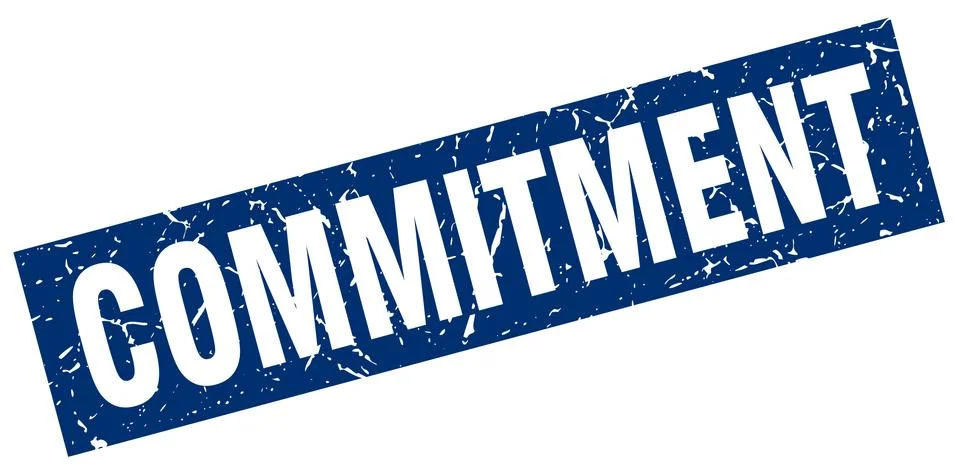 Square grunge blue commitment stamp Stock Illustration