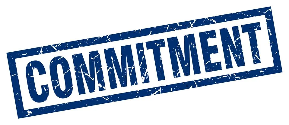 Square grunge blue commitment stamp 库存插图