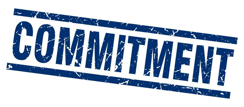 Square grunge blue commitment stamp Stock Illustration