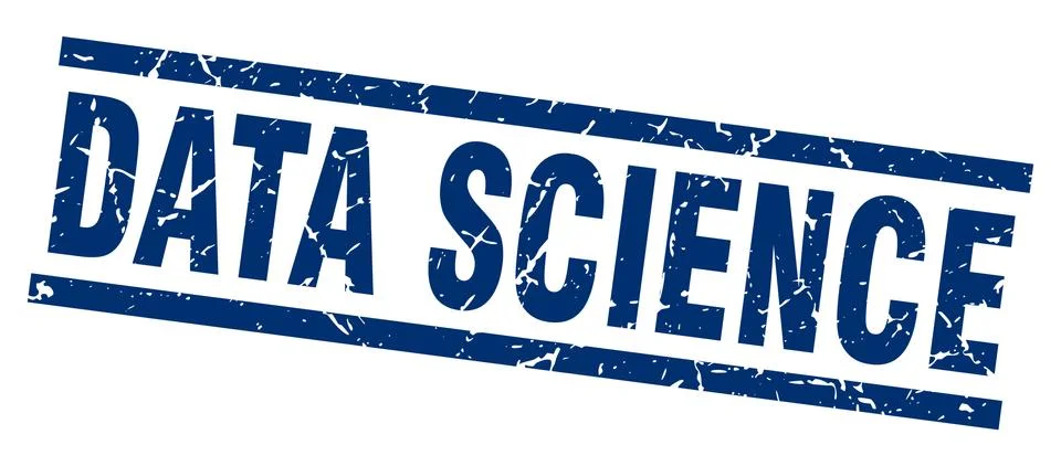 Square grunge blue data science stamp イラスト素材