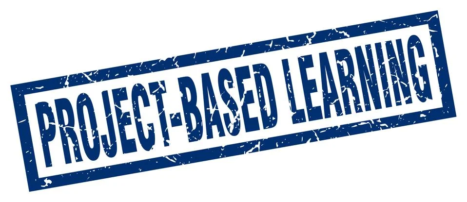 Square grunge blue project-based learning stamp 스톡 일러스트