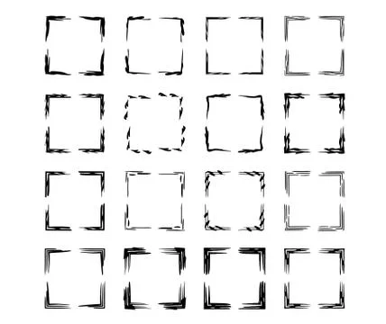 Square grunge frames. Collection of geometric empty borders.  Vector illustra Stockillustratie
