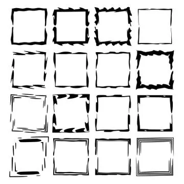 Square grunge frames. Geometric empty borders. Vector illustration. Stock Illustration