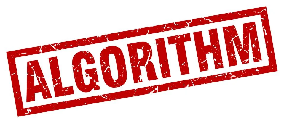 Square grunge red algorithm stamp Stockillustratie