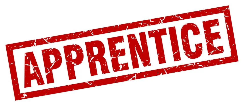 Square grunge red apprentice stamp Illustrazione stock