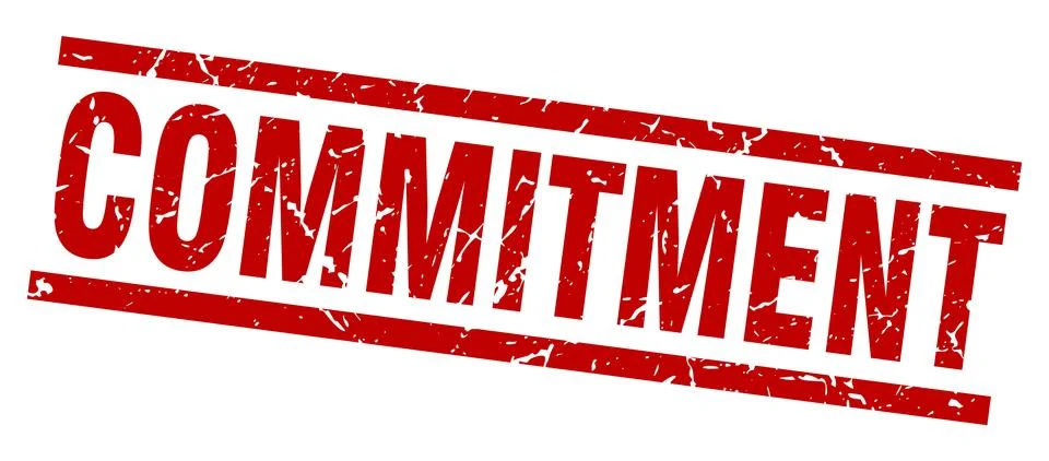 Square grunge red commitment stamp 스톡 일러스트