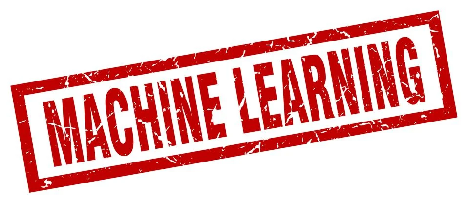 Square grunge red machine learning stamp Stock Illustration