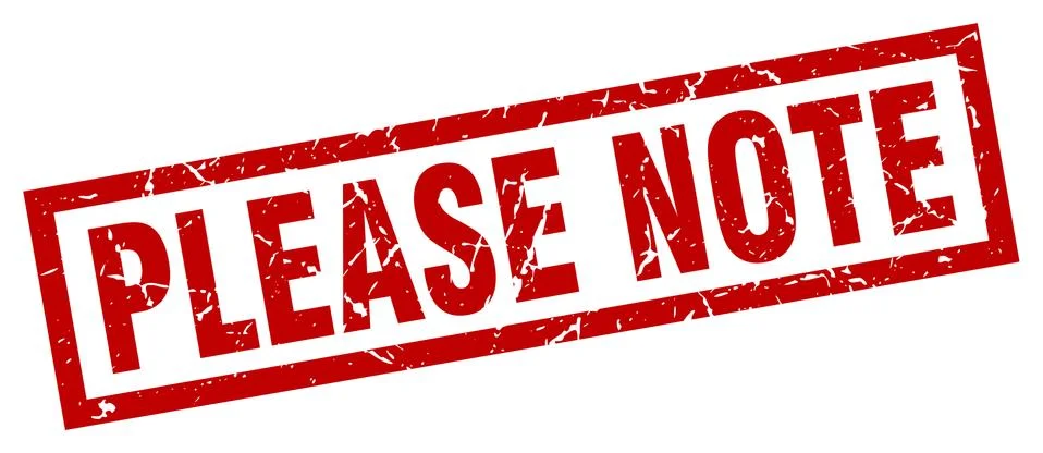 Square grunge red please note stamp Stock Illustration