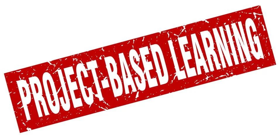 Square grunge red project-based learning stamp 스톡 일러스트