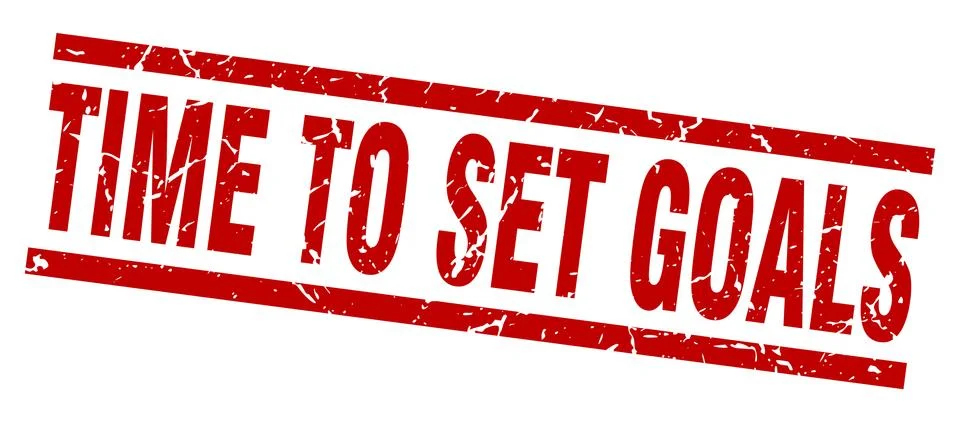 Square grunge red time to set goals stamp Stock Illustration