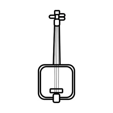 Square guitar string instrument line style icon Stock Illustration
