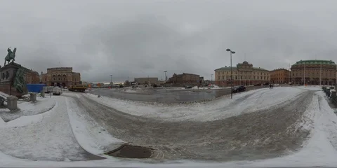 Square Gustav Adolfs Torg in Central Stockholm - 360 VR Stock Footage 102307374