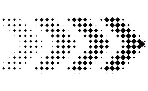 Square halftone arrow collection, Grid pattern direction graphics, Black geom イラスト素材