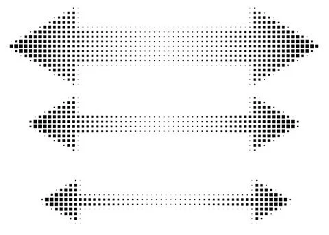Square halftone double arrows set in different sizes Stock Illustration
