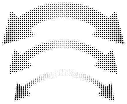 Square halftone double arrows set in different sizes Stock Illustration
