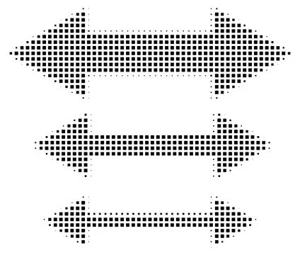 Square halftone double arrows set in different sizes Stock Illustration