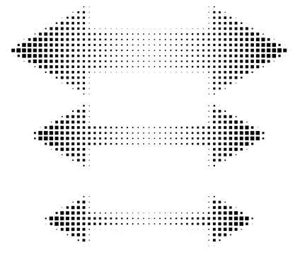 Square halftone double arrows set in different sizes Stock Illustration