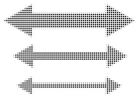 Square halftone double arrows set in different sizes Stock Illustration