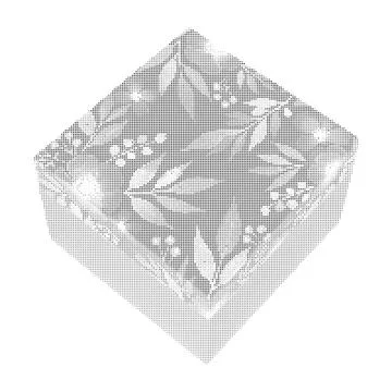 Square halftone pattern with floral elements and leaves, retro artistic gra.. Stock Illustration