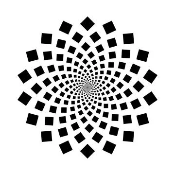 Square halftone radial, graphic explosion in circle form, fireworks star ex.. Illustrazione stock