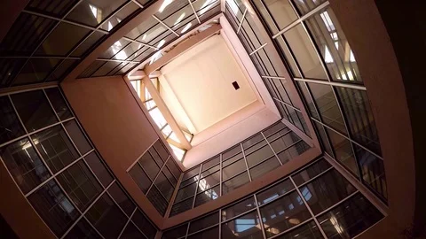 Square hall with windows in the hospital Stock Footage 74167083