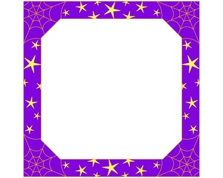 Square Halloween Frame with Spider Web and Stars in Purple and Orange Colors Illustrazione stock