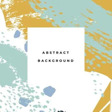 Square hand drawn abstract background with artistic brush strokes and paint 库存插图