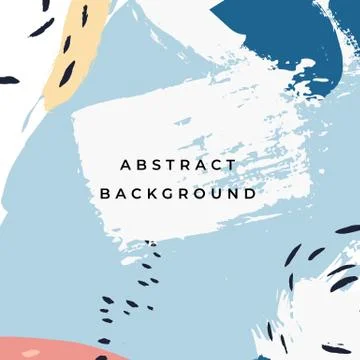 Square hand drawn abstract background with artistic brush strokes and paint Stock Illustration