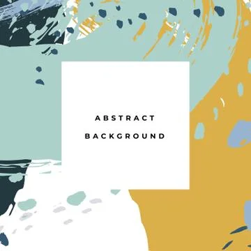 Square hand drawn abstract background with artistic brush strokes and paint Stock Illustration