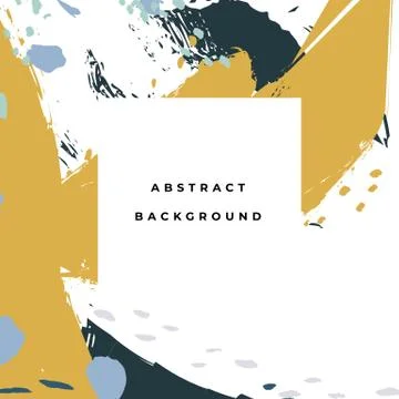 Square hand drawn abstract background with artistic brush strokes and paint Stock Illustration