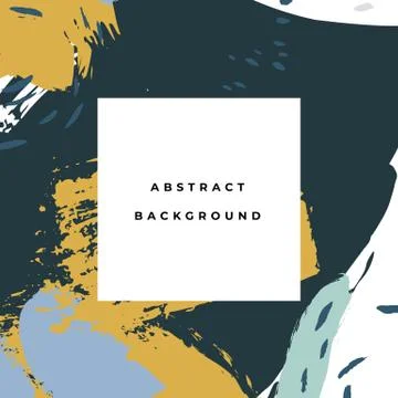 Square hand drawn abstract background with artistic brush strokes and paint Stock Illustration