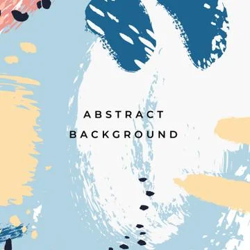 Square hand drawn abstract background with artistic brush strokes and paint Stock Illustration