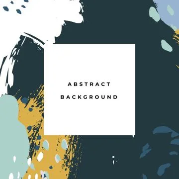 Square hand drawn abstract background with artistic brush strokes and paint Stock Illustration