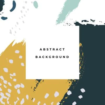 Square hand drawn abstract background with artistic brush strokes and paint Stock Illustration