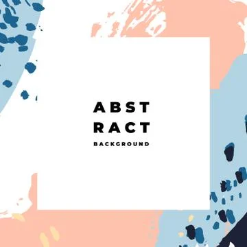 Square hand drawn abstract background with artistic brush strokes and paint Illustration