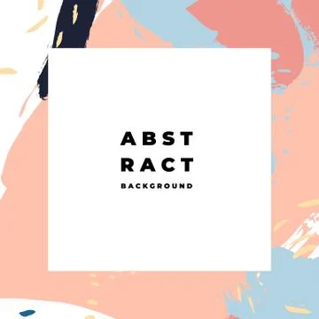 Square hand drawn abstract background with artistic brush strokes and paint Stock Illustration