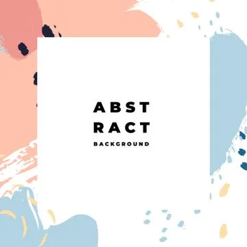 Square hand drawn abstract background with artistic brush strokes and paint Stock Illustration