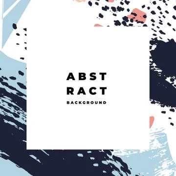 Square hand drawn abstract background with artistic brush strokes and paint Stock Illustration