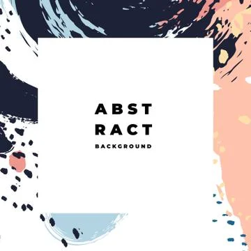 Square hand drawn abstract background with artistic brush strokes and paint Stock Illustration