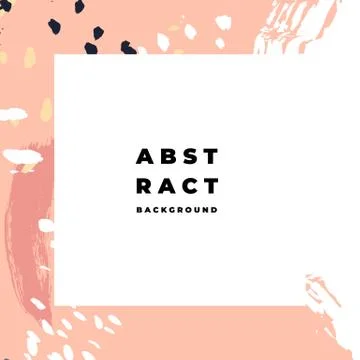 Square hand drawn abstract background with artistic brush strokes and paint Stock Illustration