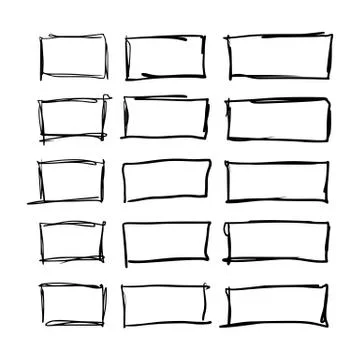 Square hand drawn set Stock Illustration