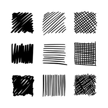 Square hand drawn set Stock Illustration