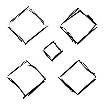 Square hand drawn set Stock Illustration