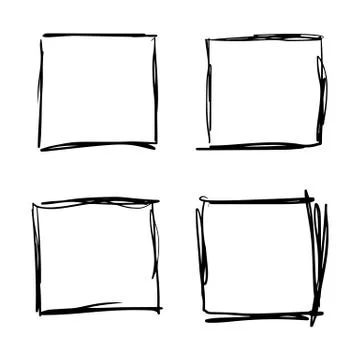 Square hand drawn set Stock Illustration