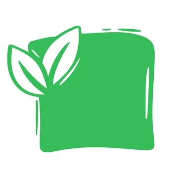 Square hand drawn simple green sticker for labeling eco products Illustrazione stock