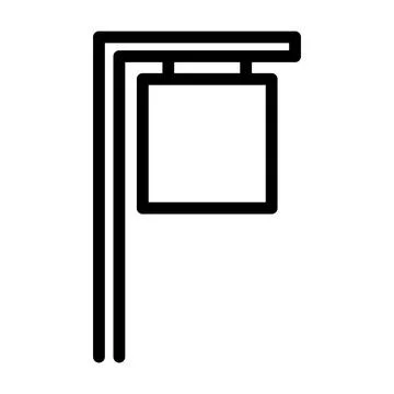 Square hanging sign icon on a pole isolated on white Illustrazione stock