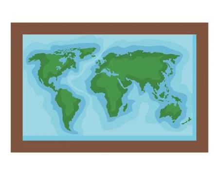 Square hanging with world map education icon Stockillustratie